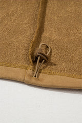 Brown Solid Kangaroo Pocket Half Zipper Oversized Hoodie Sweatshirts & Hoodies JT's Designer Fashion