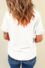 White Thanksgiving Slogan Print Crew Neck T Shirt Graphic Tees JT's Designer Fashion