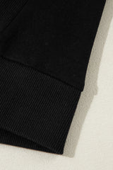 Black Solid O Neck High Low Hem Pullover Sweatshirt Sweatshirts & Hoodies JT's Designer Fashion