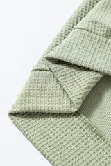 Meadow Mist Green Waffle Knit Wide Bracelet Sleeve Patchwork Raglan Top Long Sleeve Tops JT's Designer Fashion