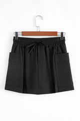 Black Cargo Pocket Elastic Waist Active Casual Skort Casual Shorts JT's Designer Fashion
