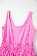 Sachet Pink Plain Sleeveless Loop Drawstring Cinched Waist Romper Jumpsuits & Rompers JT's Designer Fashion
