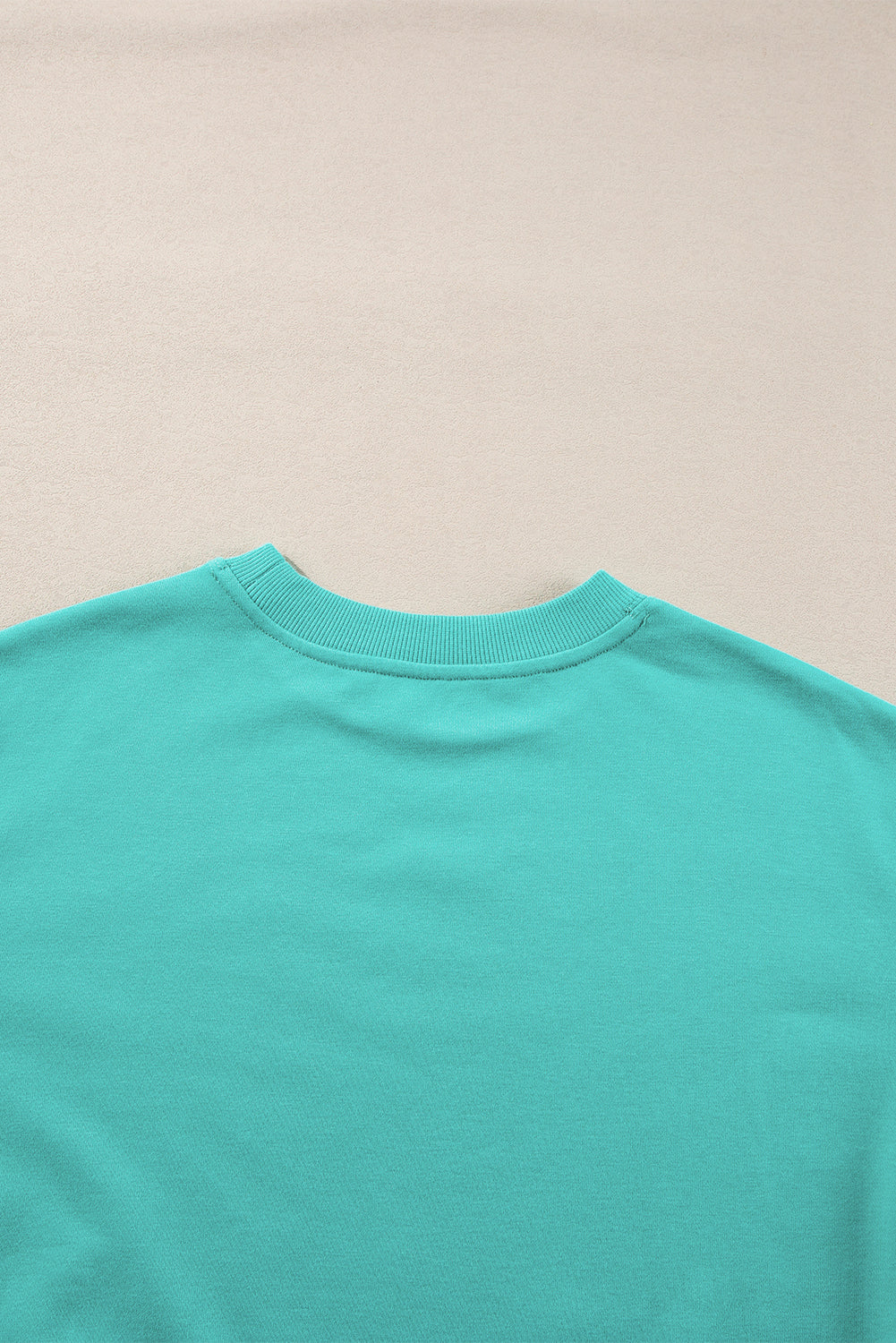 Aruba Blue Plain Drop Shoulder Crewneck Pullover Sweatshirt Sweatshirts & Hoodies JT's Designer Fashion