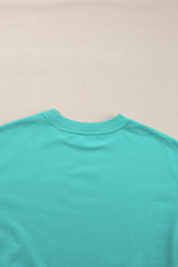 Aruba Blue Plain Drop Shoulder Crewneck Pullover Sweatshirt Sweatshirts & Hoodies JT's Designer Fashion