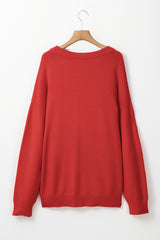 Fiery Red Merry Graphic Christmas Plus Size Sweater Plus Size Sweaters & Cardigans JT's Designer Fashion
