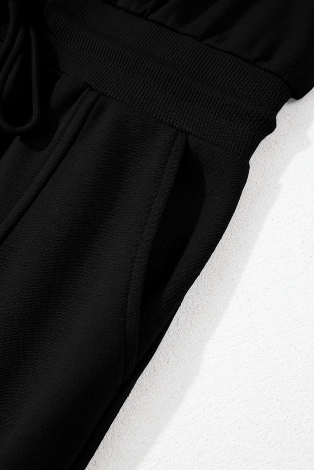 Black French Terry Zipped Collar Sleeveless Drawstring Waist Mini Dress Mini Dresses JT's Designer Fashion