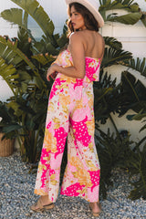 Multicolour Floral Print Ruffled High Waist Tube Top Loose Jumpsuit Jumpsuits & Rompers JT's Designer Fashion