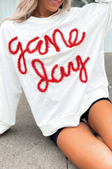 White Tinsel Game Day Drop Shoulder Graphic Sweatshirt Sweatshirts & Hoodies JT's Designer Fashion