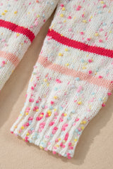 Pink Stripe Drop Shoulder Side Split Plus Size Sweater Plus Size Sweaters & Cardigans JT's Designer Fashion