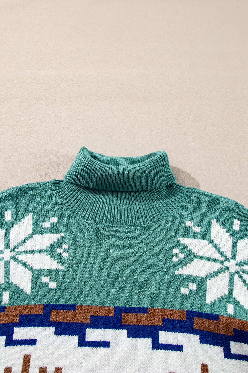 Canton Christmas Reindeer Snowflake Colorblock Turtleneck Sweater Sweaters JT's Designer Fashion