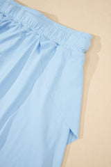Sky Blue Drawstring High Waist Lined Tennis Skorts Skirts & Petticoat JT's Designer Fashion