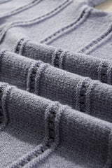 Light Grey Boat Neck Drop Shoulder Pointelle Knit Sweater Sweaters JT's Designer Fashion