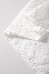 White Eyelet Embroidered Puff Sleeve V Neck Blouse Blouses & Shirts JT's Designer Fashion