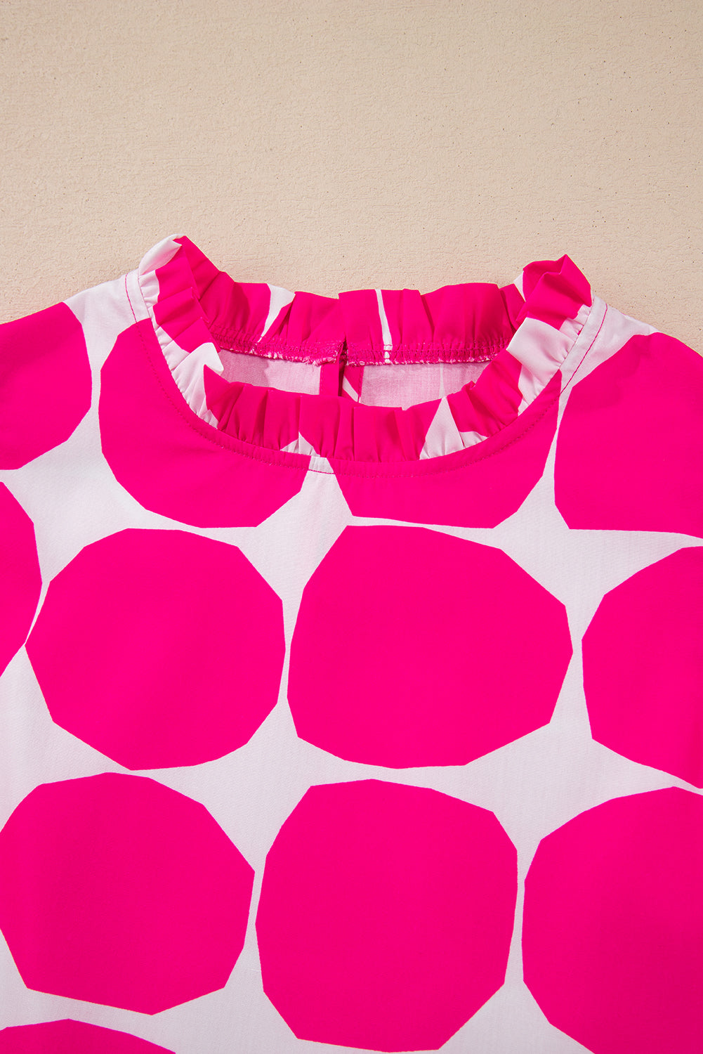 Rose Bubblegum Pattern Frilled Collar Flutter Sleeve Top Blouses & Shirts JT's Designer Fashion