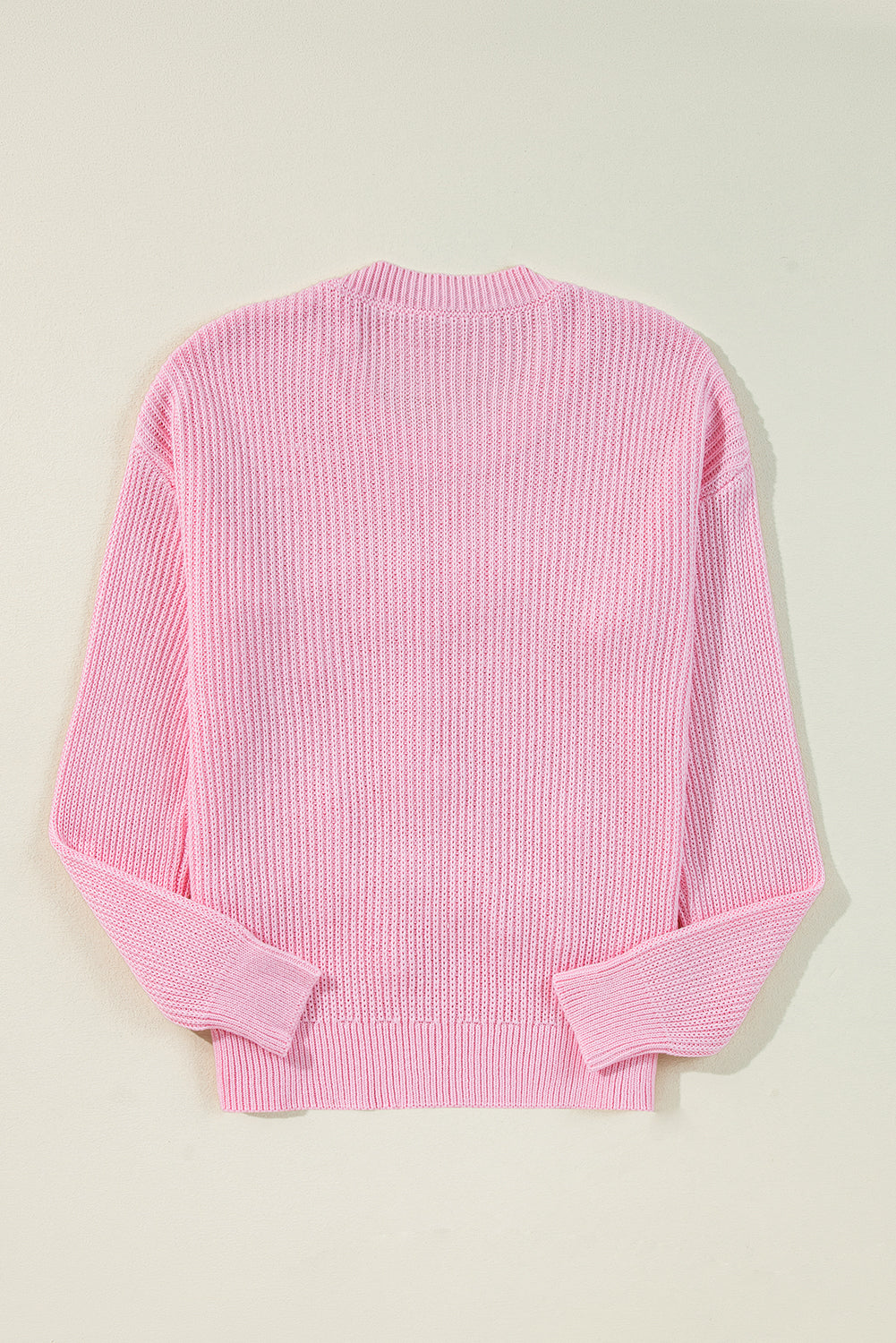 Pink Merry & Bright Pop Up Letter Waffle Knit Sweater Sweaters JT's Designer Fashion