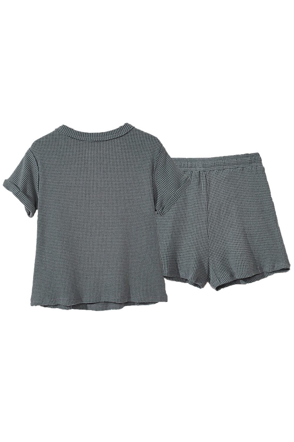 Laurel Green Waffle Knit Buttoned Top and Drawstring Shorts Set Short Sets JT's Designer Fashion