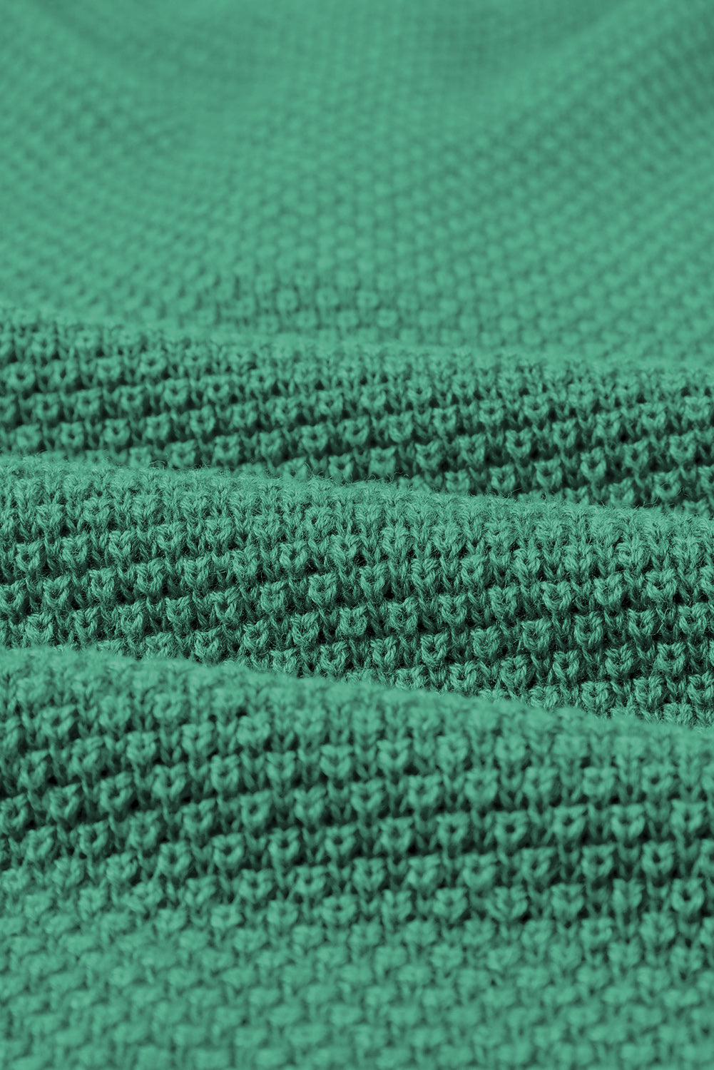 Green Henley Pullover Drop Shoulder Sweater with Slits Sweaters JT's Designer Fashion