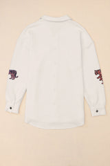 Beige Sequined Tigers Textured Shacket Jackets JT's Designer Fashion