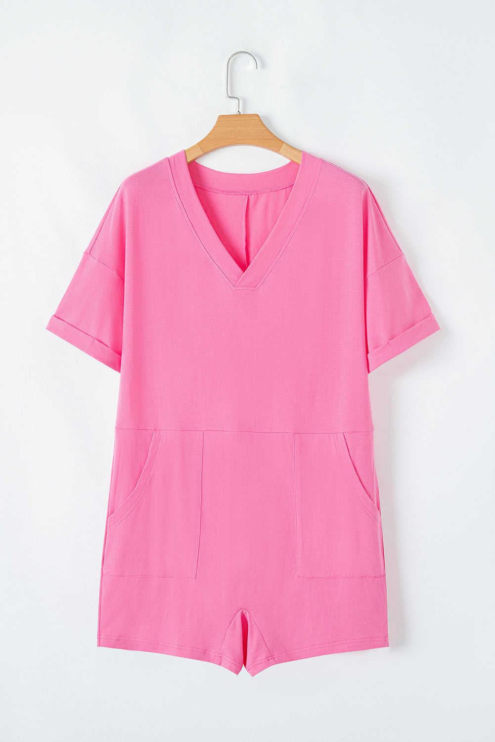 Bonbon Loose Half Sleeve V Neck Knit Romper Bottoms JT's Designer Fashion