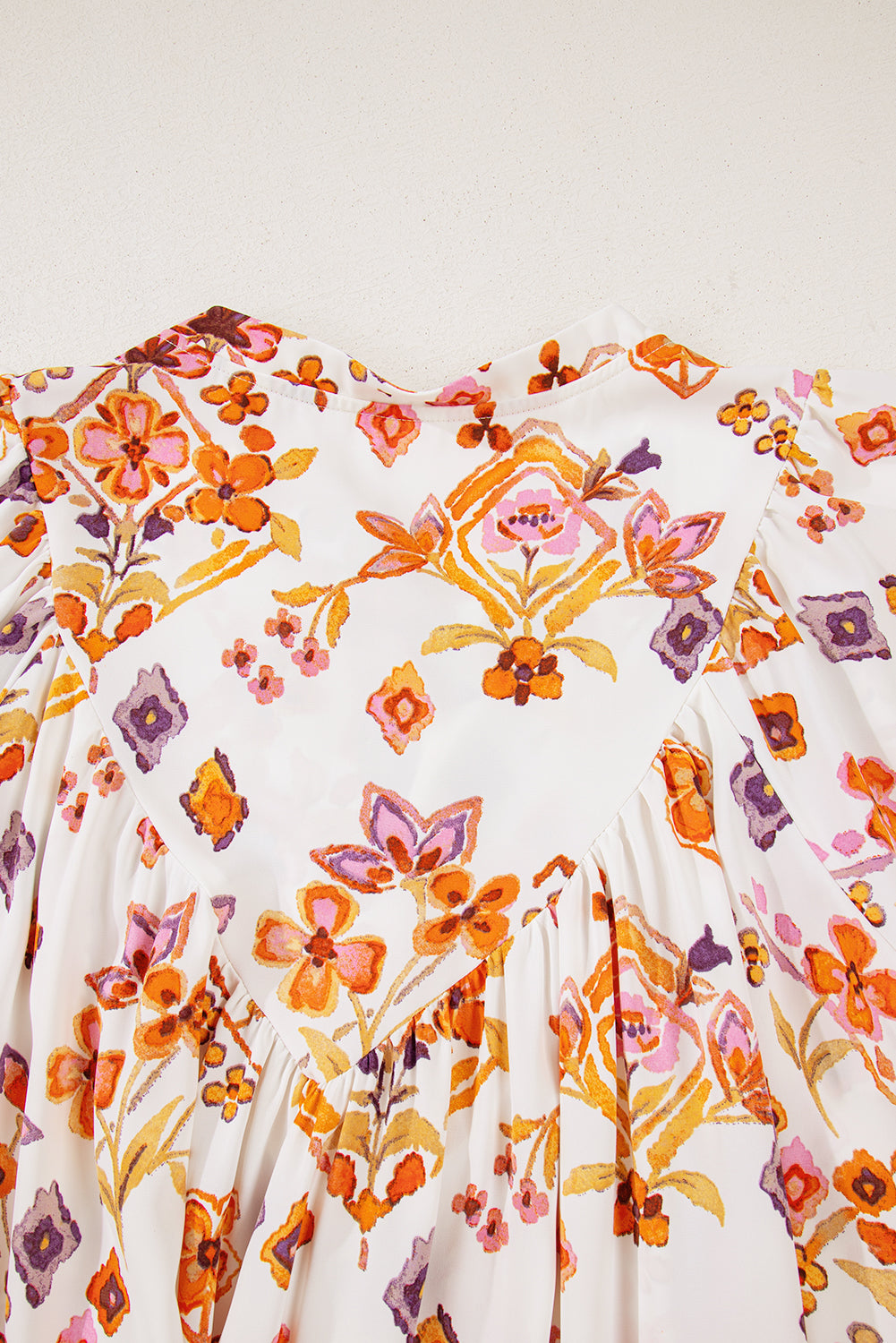 Apricot Floral Geometric Print Ruffled Trim Flutter Sleeve Mini Dress Floral Dresses JT's Designer Fashion