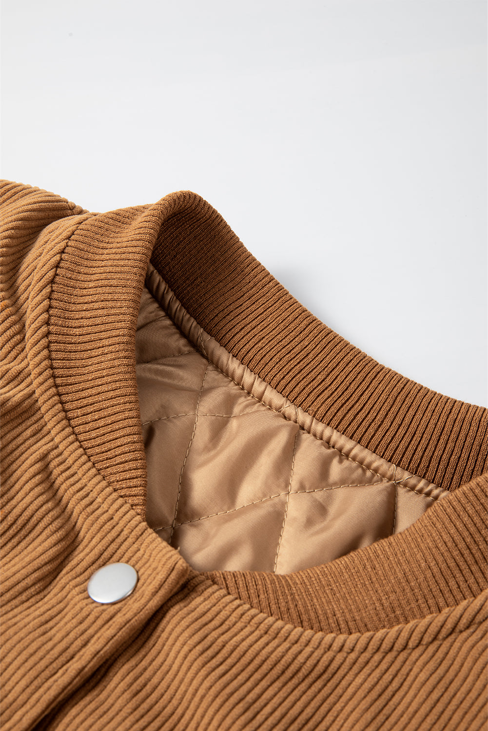 Buckskin Corduroy Fleece Patchwork Buttoned Bomber Jacket Jackets JT's Designer Fashion