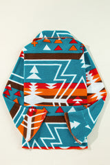 Sky Blue Aztec Printed Lapel Bell Sleeve Jacket Jackets JT's Designer Fashion