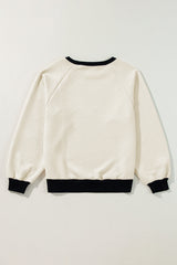 Jet Stream Color Block Edge Raglan Sleeve Crew Neck Textured Top Long Sleeve Tops JT's Designer Fashion