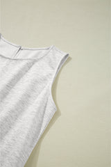 Light Grey Solid Color Crew Neck Drawstring High Waist Sleeveless Jumpsuit Jumpsuits & Rompers JT's Designer Fashion