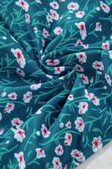 Blue Floral Print Smocked Cute Bikini Set Bikinis JT's Designer Fashion