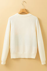 White Stripe Colorful Pattern Button Front Sweater Cardigan Cardigans JT's Designer Fashion