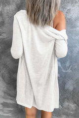 White Solid Color Open-Front Buttons Cardigan Sweaters & Cardigans JT's Designer Fashion