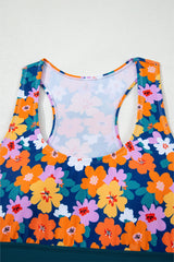 Green Floral Print Racerback Cutout High Waist 2pcs Bikini Bikinis JT's Designer Fashion