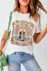 White NASHIVILLE Guitar Graphic Country Music T Shirt Graphic Tees JT's Designer Fashion