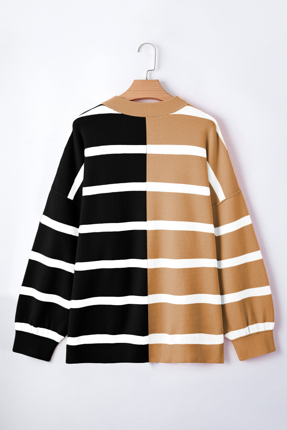 Light French Beige Colorblock Oversized Sweater Sweaters JT's Designer Fashion