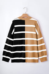 Light French Beige Colorblock Oversized Sweater Sweaters JT's Designer Fashion