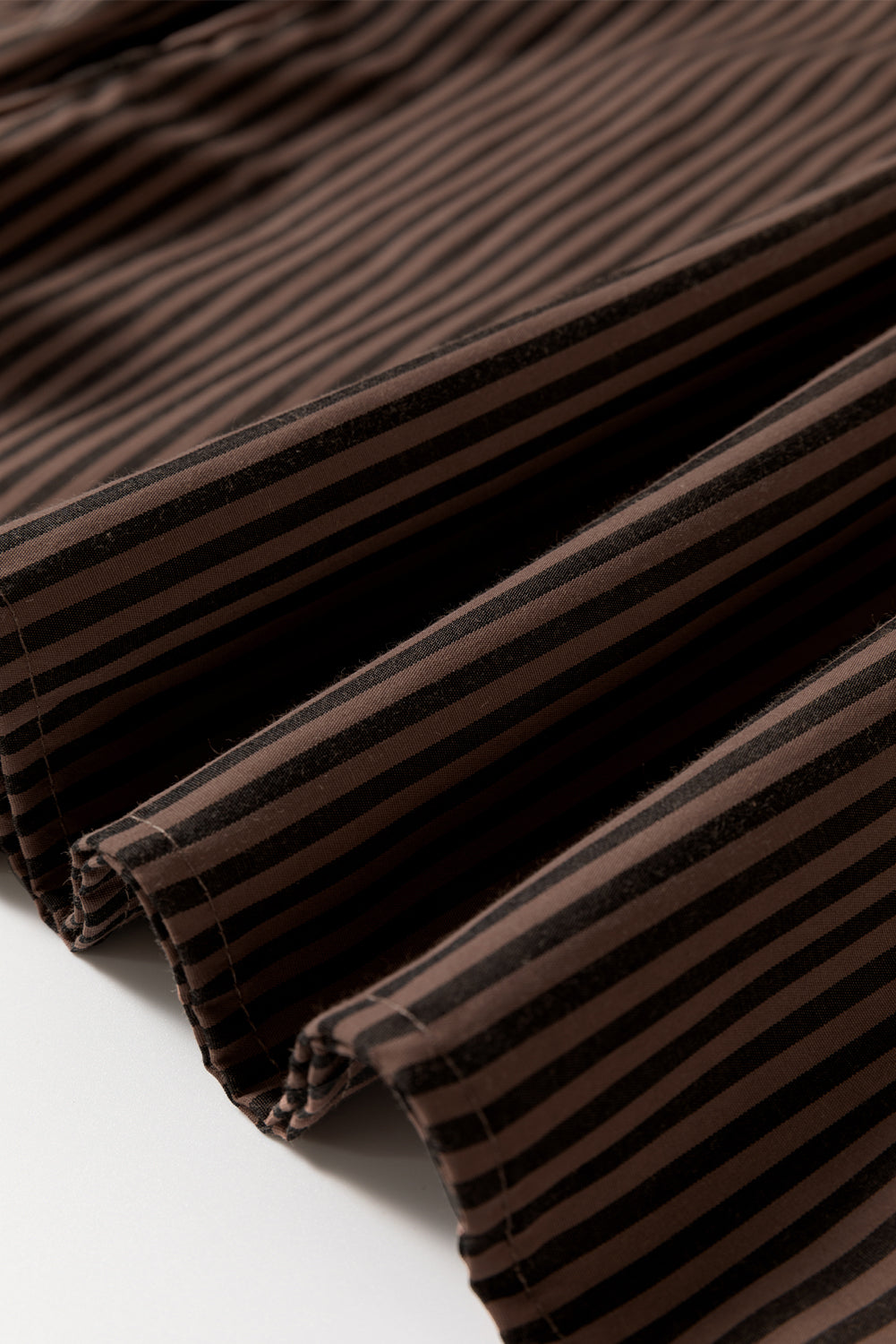 Brown Stripe V Neck Roll Up Sleeve Pocket Patched Classic Shirt Blouses & Shirts JT's Designer Fashion