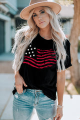 Black American Flag Graphic Crew Neck T Shirt Graphic Tees JT's Designer Fashion