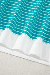 Sky Blue Stripe V Neck Tee and Casual Short Set Short Sets JT's Designer Fashion