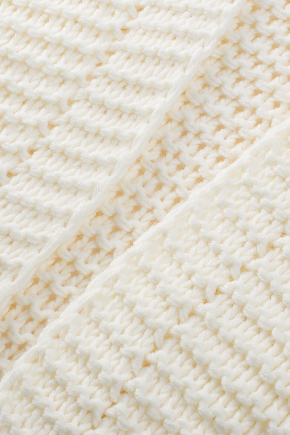 White Chunky Oversize Knit Drop Shoulder Puff Sleeve Cardigan Cardigans JT's Designer Fashion