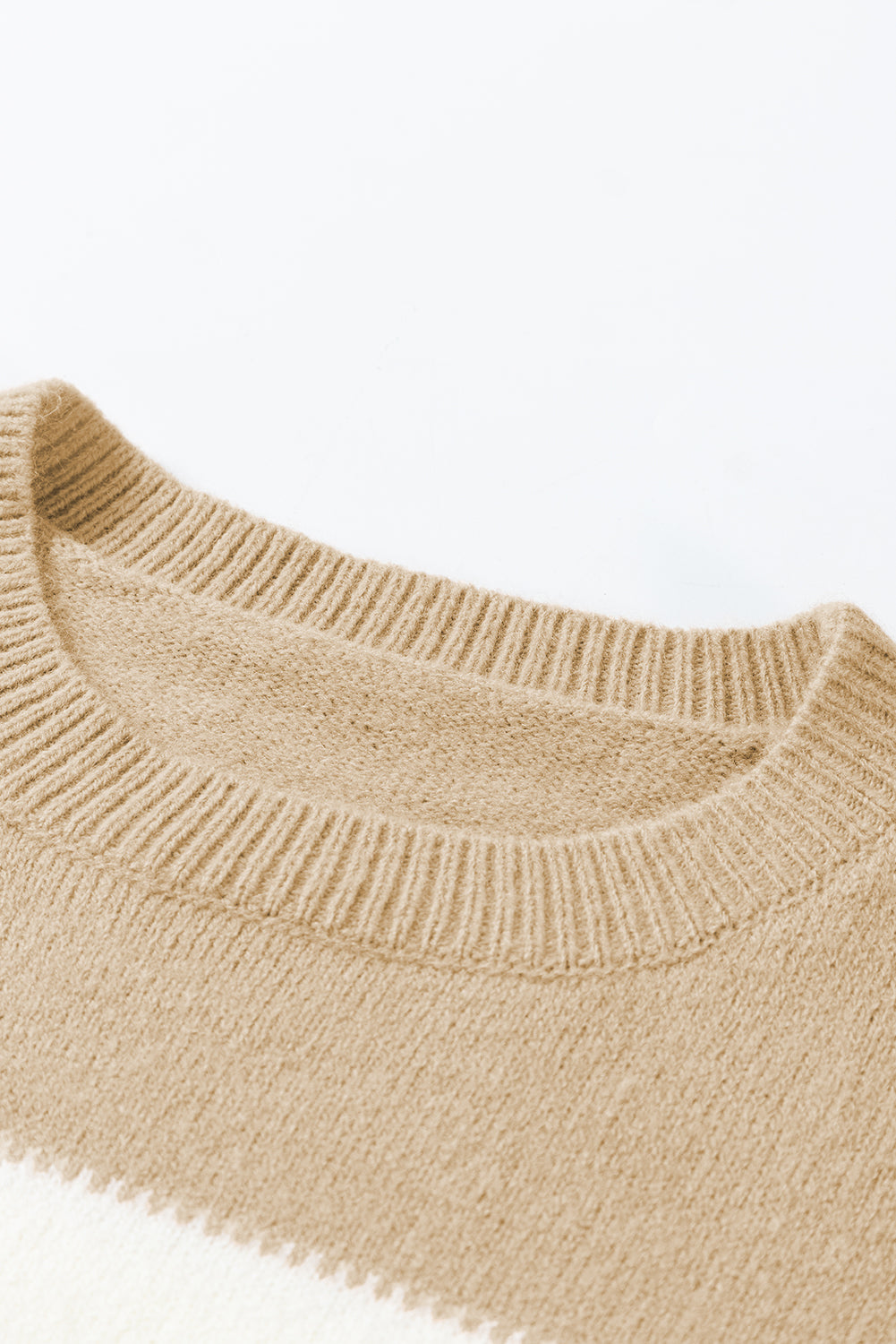 Dusty Pink Color Block Lantern Sleeve Drop Shoulder Sweater Sweaters JT's Designer Fashion