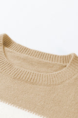 Dusty Pink Color Block Lantern Sleeve Drop Shoulder Sweater Sweaters JT's Designer Fashion