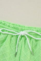 Light Green Checkered Textured Tee and Drawstring Shorts Short Sets JT's Designer Fashion