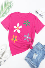 Rose Red Summer Flower Print Fashion Cotton Tee Graphic Tees JT's Designer Fashion