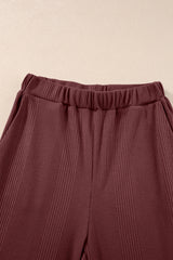Red Dahlia Solid Color Ribbed Ruffle Tank Top and Pants Set Pant Sets JT's Designer Fashion