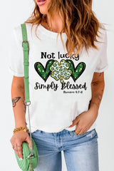 White Heart Leopard Clover Slogan Letters Graphic Tee Graphic Tees JT's Designer Fashion