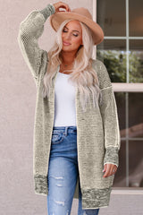 Apricot Plaid Knitted Long Open Front Cardigan Sweaters & Cardigans JT's Designer Fashion