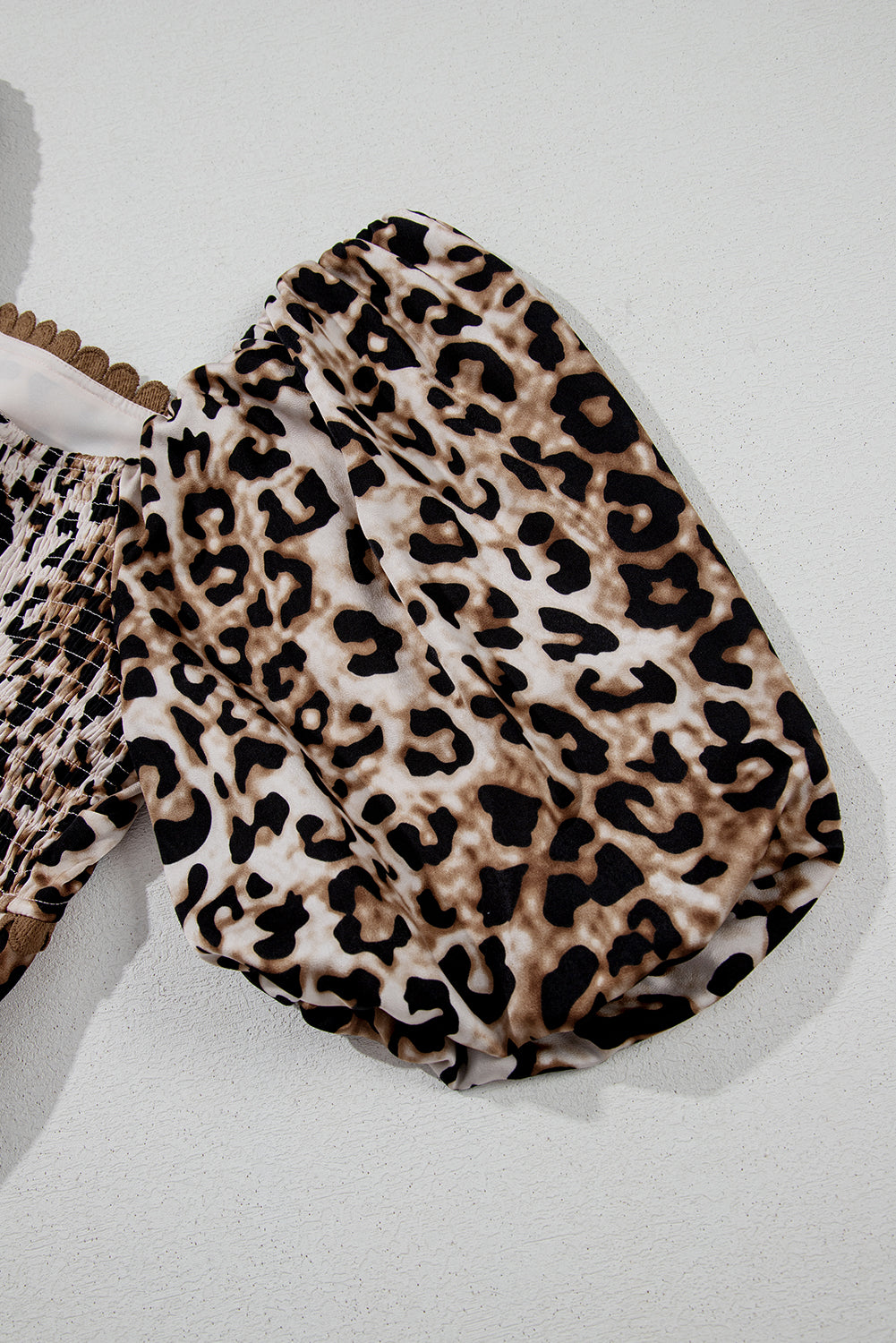 Brown Leopard Print Bubble Sleeve Square Neck Long Dress Maxi Dresses JT's Designer Fashion