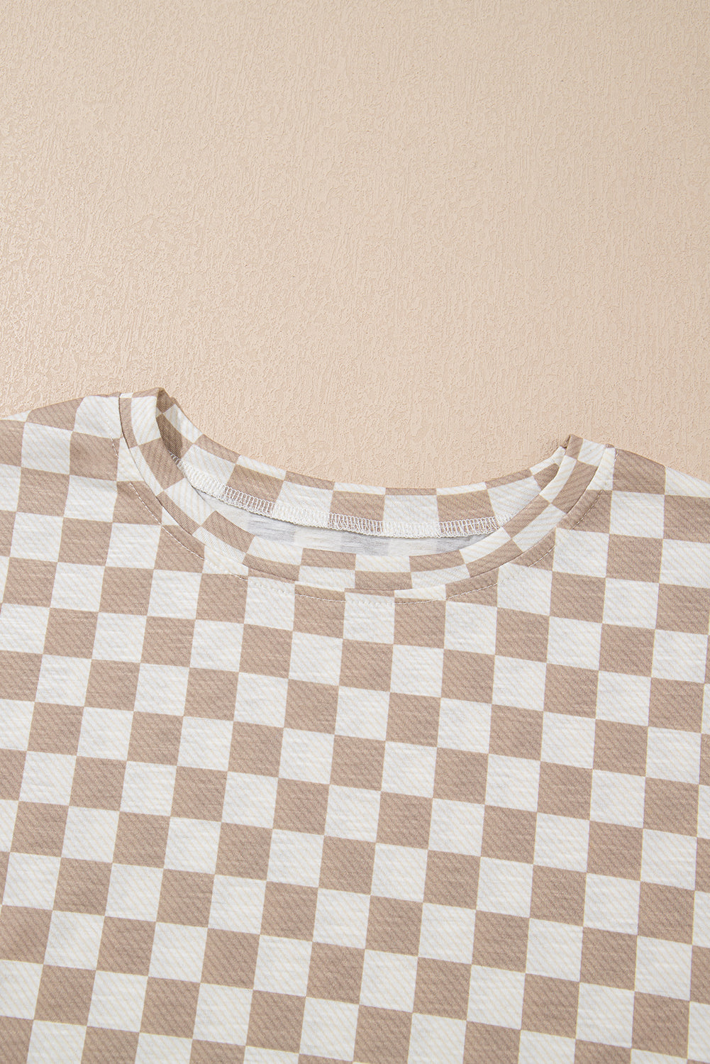 Brown Checkerboard T Shirt and High Waist Skorts 2 Piece Outfit Short Sets JT's Designer Fashion