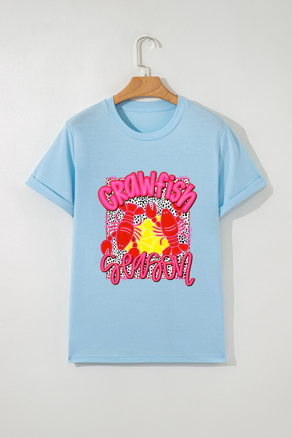 Light Blue Crawfish Season Fashion Graphic T Shirt Graphic Tees JT's Designer Fashion