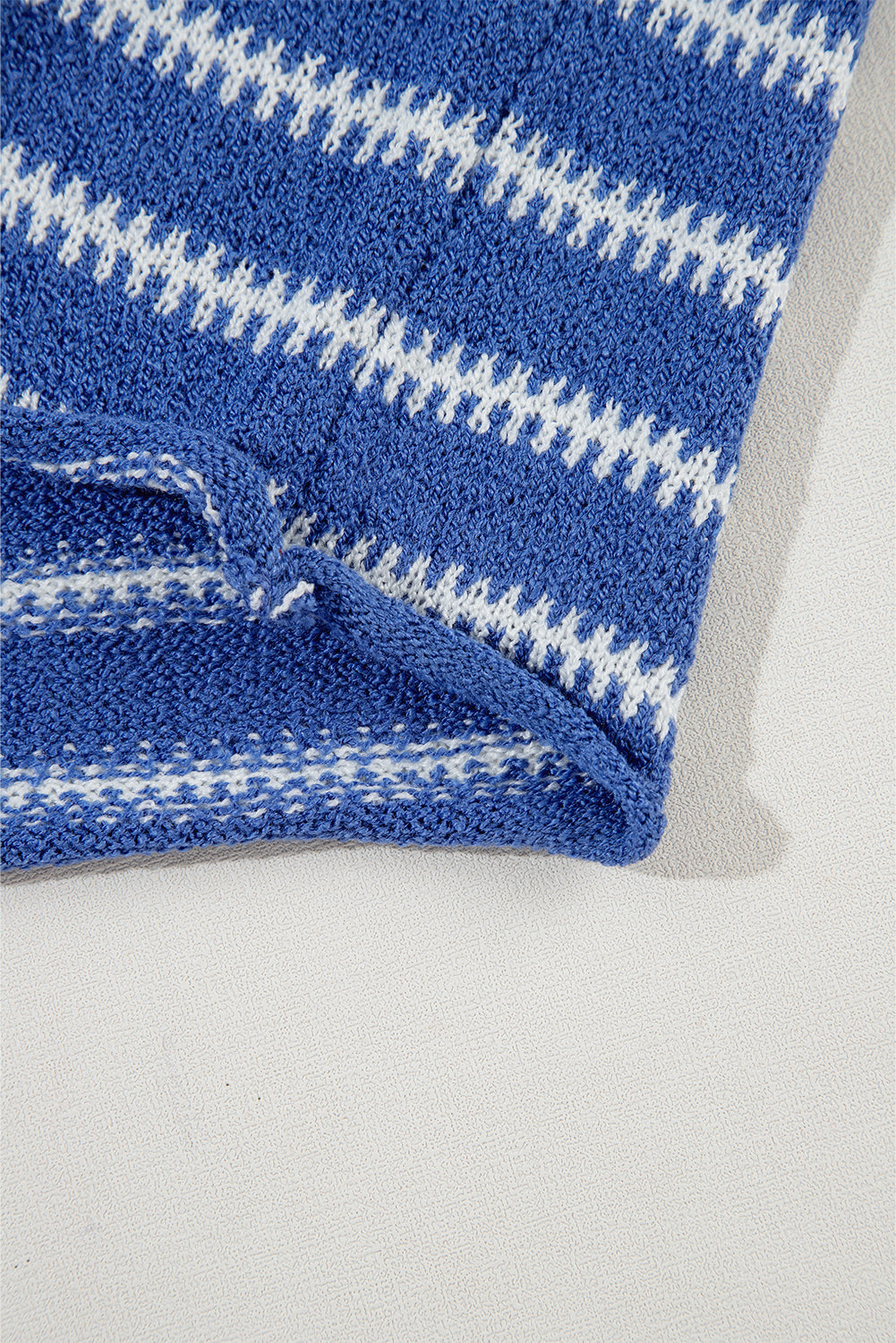 Sky Blue Stripe Drop Shoulder Casual Sweater Sweaters JT's Designer Fashion
